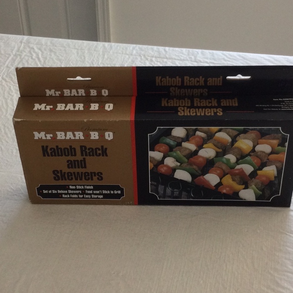 Brown Kabob Rack and Skewers NWOT.  ##